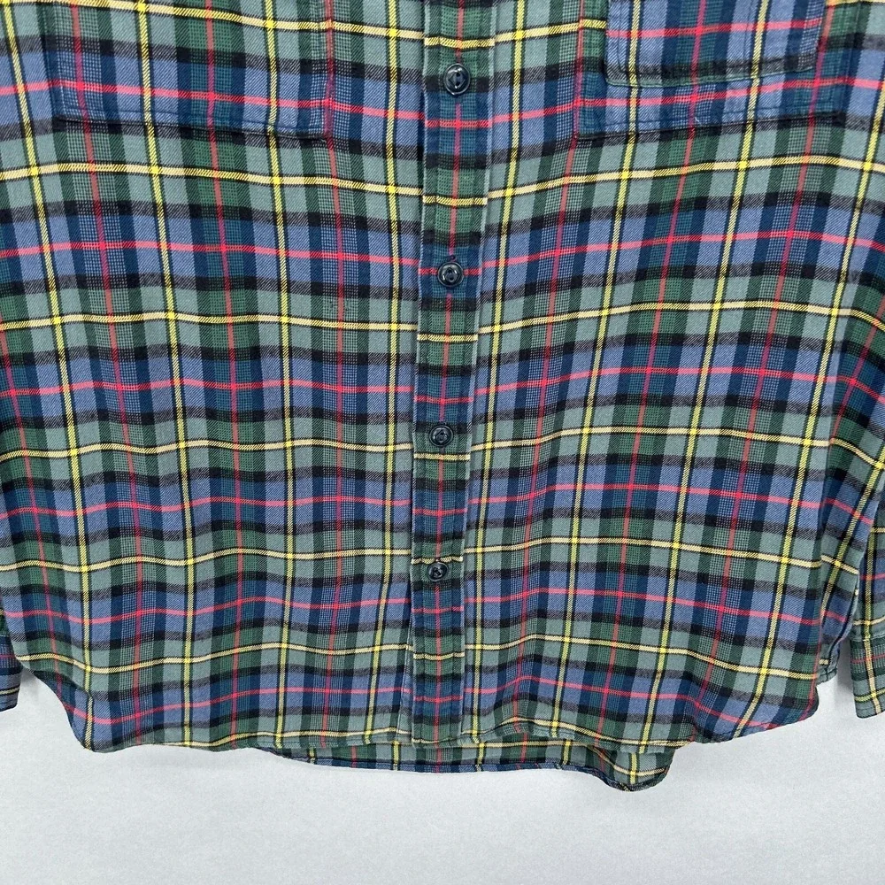 Polo Ralph Lauren Shirt Mens Medium Green Red Plaid Button Down Workshirt Tartan